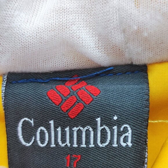 Columbia Vintage rain coat vest yellow with blue design men's - Picture 5 of 10
